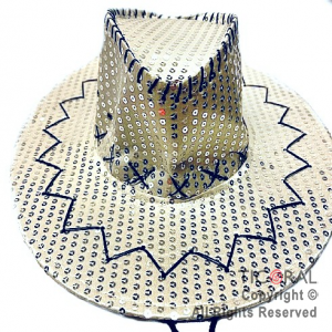 SOMBRERO COWBOY LENTEJUELA PLATEADO X 1